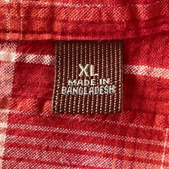 Hobbs Creek Mens XL Red Plaid Seersucker Button Down Shirt Short Sleeve Casual - Picture 6 of 8